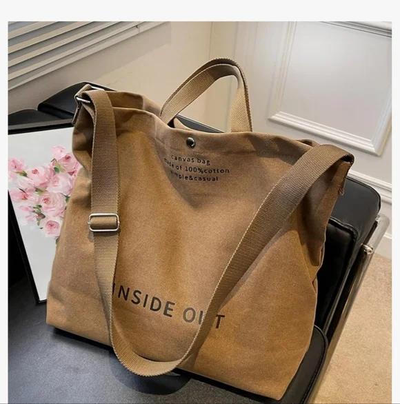 Brown Canvas Tote Bag - Picture 12 of 15